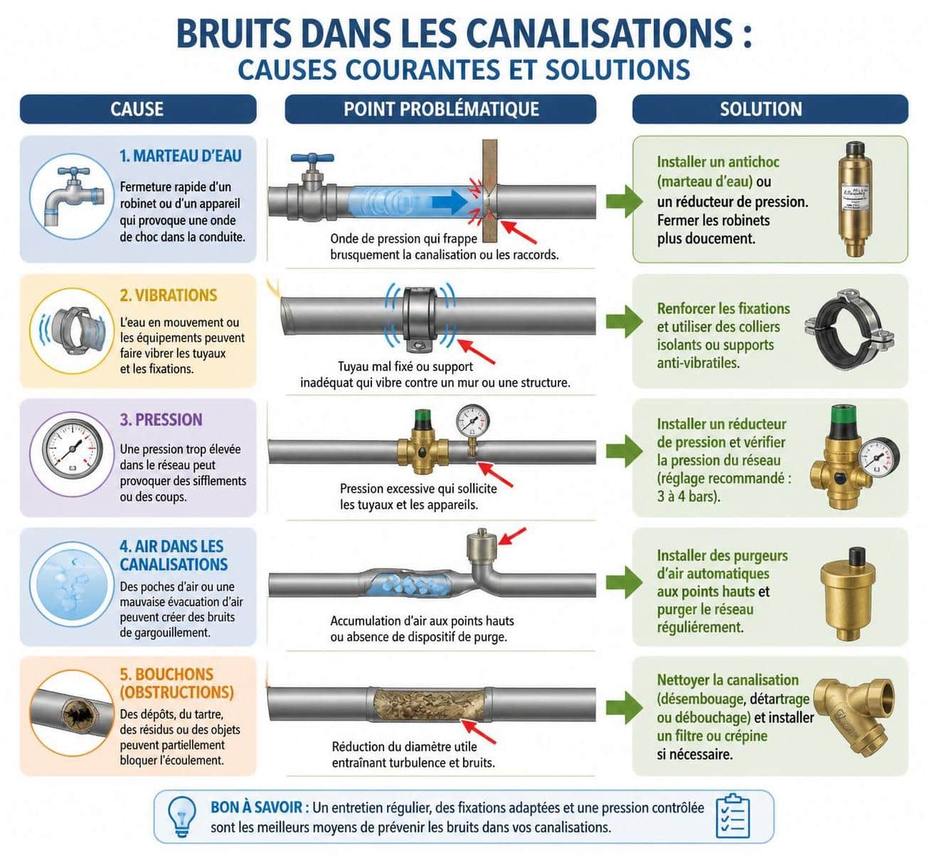 d&eacute;couvrez des astuces pratiques pour r&eacute;duire et &eacute;viter le bruit dans vos canalisations, assurant ainsi un confort acoustique optimal dans votre maison.